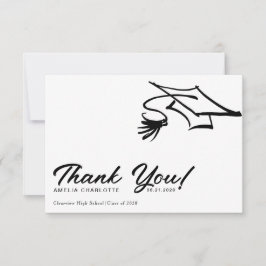 Simple Modern Black and White Graduation Bedankkaart