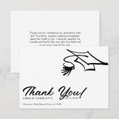 Simple Modern Black and White Graduation Bedankkaart (Voorkant / Achterkant)