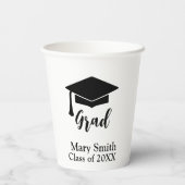 Simple Modern Black and White Party Cup Papieren Bekers (Achterkant)