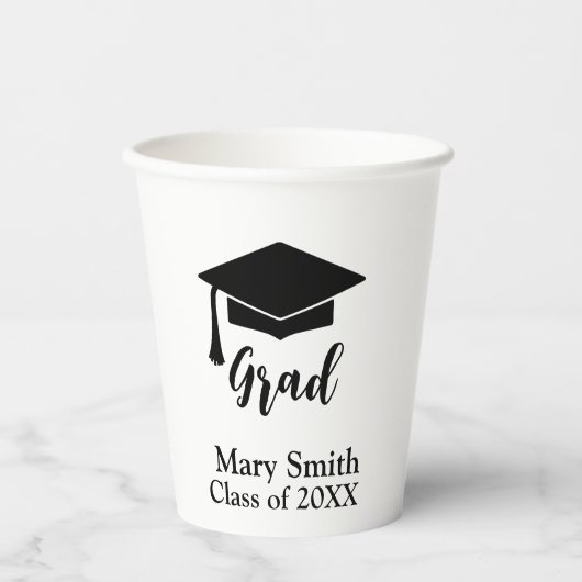 Simple Modern Black and White Party Cup Papieren Bekers (Voorkant)