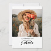 Simple Modern Black and White Photo Afstuderen Kaart (Achterkant)