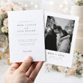 Simple Modern Black and White Photo Wedding Kaart