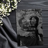 Simple Modern Black and White Photo Wedding Save The Date