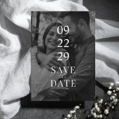Simple Modern Black and White Photo Wedding Save The Date