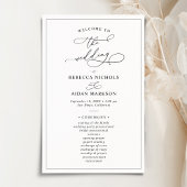 Simple Modern Black and White Wedding Program