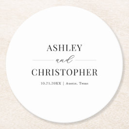 Simple Modern Black and White Wedding Ronde Kartonnen Onderzetter