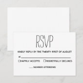Simple Modern Black and White Wedding RSVP-kaart RSVP Kaartje (Voorkant / Achterkant)