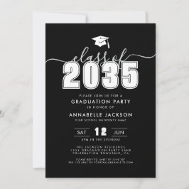 Simple Modern Black Graduation Party Kaart