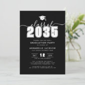Simple Modern Black Graduation Party Kaart (Staand voorkant)
