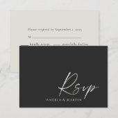 Simple Modern Black Ivory Wedding RSVP-Kaart RSVP Kaartje (Voorkant / Achterkant)