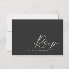 Simple Modern Black Ivory Wedding RSVP-Kaart RSVP Kaartje