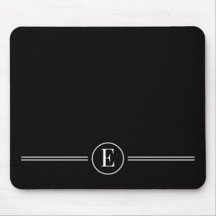Simple Modern Black Monogram Mousepad Muismat