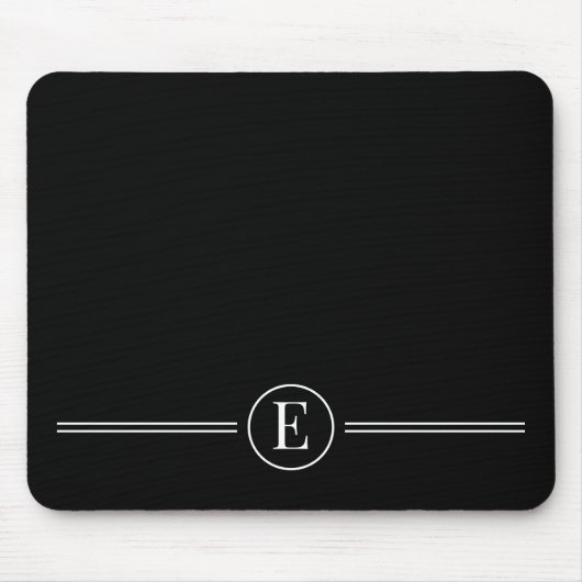 Simple Modern Black Monogram Mousepad Muismat (Voorkant)