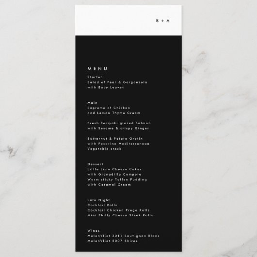 Simple Modern Black Stripe Monogram Weddenschap Me Menu (Voorkant)