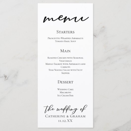 Simple Modern Black Typography Winter Wedding Menu (Voorkant)