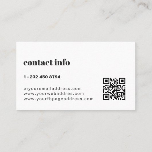 Simple Modern Black & White Background  Visitekaartje (Achterkant)