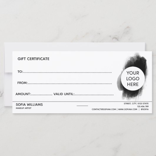 Simple Modern Black White Certificate Gift Kaart (Achterkant)