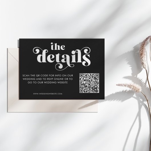 Simple Modern Black & White Details Card Informatiekaartje