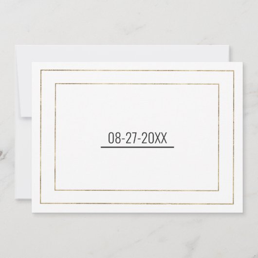 Simple modern black white gold typography wedding kaart (Achterkant)