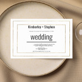 Simple modern black white gold typography wedding kaart