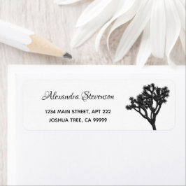 Simple Modern Black & White Joshua Tree Boho Etiket