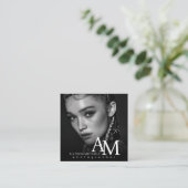 Simple Modern Black White Photo QR Photography Vierkante Visitekaartje (Staand voorkant)