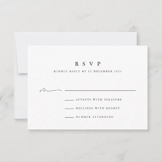 Simple Modern Black & White Wedding RSVP-Kaart RSVP Kaartje (Voorkant)