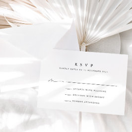 Simple Modern Black & White Wedding RSVP-Kaart RSVP Kaartje