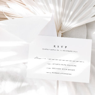 Simple Modern Black & White Wedding RSVP-Kaart RSVP Kaartje