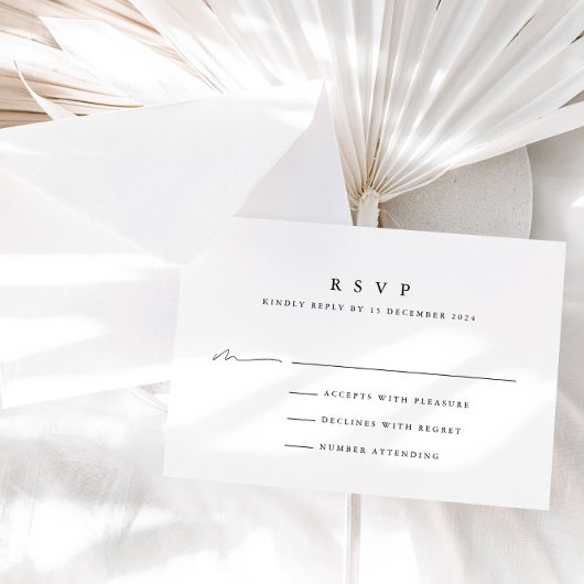 Simple Modern Black & White Wedding RSVP-Kaart RSVP Kaartje