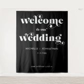 Simple Modern Black & White Wedding Welcome Wandkleed (Voorkant)