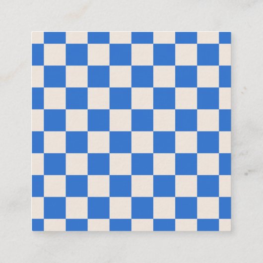 Simple Modern Blue Checkerboard Your Logo Custom Vierkante Visitekaartje (Achterkant)