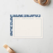 Simple Modern Blue Floral Flat Note Card Notitiekaartje (Voorkant / Achterkant in situ)