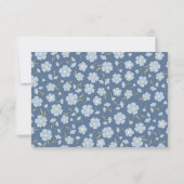 Simple Modern Blue Floral Flat Note Card Notitiekaartje (Achterkant)