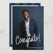 Simple Modern Blue Photo 2026 Graduation Party Kaart (Voorkant / Achterkant)