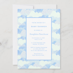Simple Modern Blue Sky Clouds Baby shower Kaart