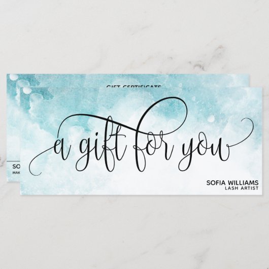 Simple Modern Blue waterverf sky Gift Kaart (Voorkant / Achterkant)