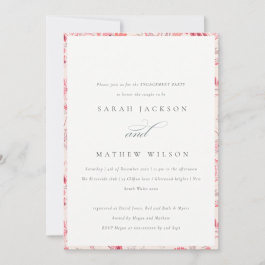 Simple Modern Blush Paisley Typography Verloving Kaart (Voorkant)