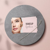 Simple Modern Blush Pink Photo Social Icons Makeup Visitekaartje