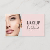 Simple Modern Blush Pink Photo Social Icons Makeup Visitekaartje (Voorkant)