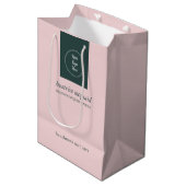 Simple Modern Blush Roze Uw Logo Medium Cadeauzakje (Voorkant Gekanteld)