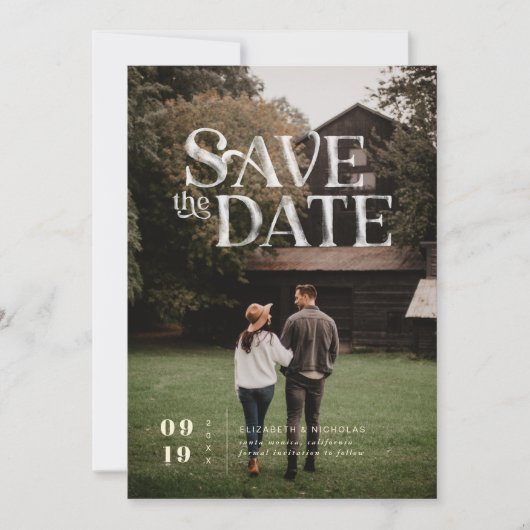 Simple Modern Boho | De foto bewaart de Datum Save The Date (Voorkant)