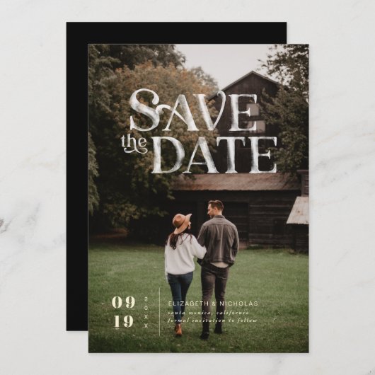 Simple Modern Boho | De foto bewaart de Datum Save The Date (Voorkant / Achterkant)