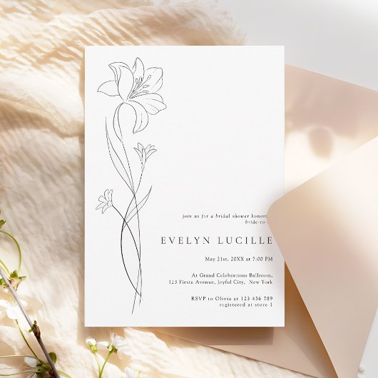 Simple Modern Boho Floral Bridal Shower Kaart