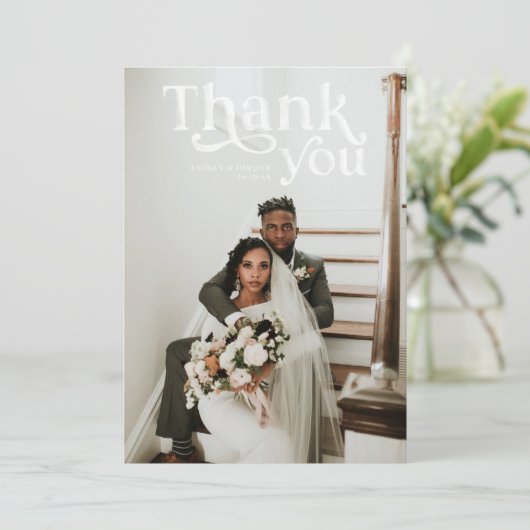 Simple Modern Boho | Foto bruiloft Hartelijk dank Bedankkaart (Staand voorkant)