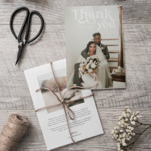 Simple Modern Boho | Foto bruiloft Hartelijk dank Bedankkaart