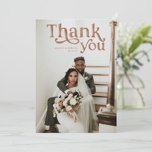 Simple Modern Boho | Foto bruiloft Hartelijk dank Bedankkaart (Staand voorkant)