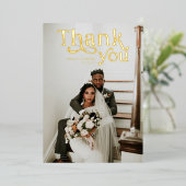 Simple Modern Boho | Foto bruiloft Hartelijk dank Folie Uitnodiging (Staand Voorkant)
