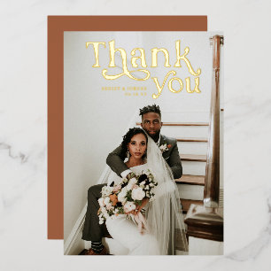 Simple Modern Boho   Foto bruiloft Hartelijk dank Folie Uitnodiging