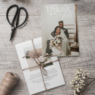 Simple Modern Boho Foto Huwelijk Bedankt